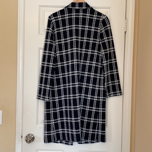 Navy white windowpane check sweater-jacket - Picture 4 of 4